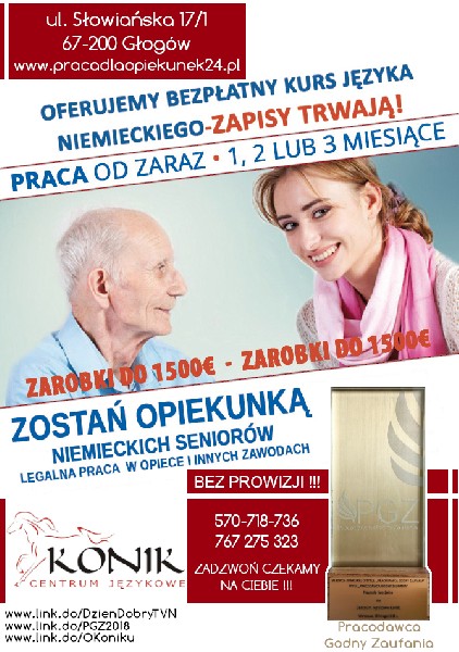 Opiekunka Dla Seniorki – Duże Miasto- 1400€ - Niemieckie Ubezpieczenie