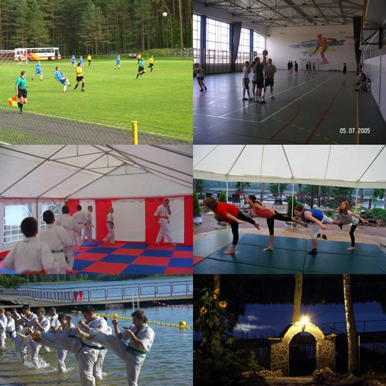 Ośrodek wypoczynkowy sportowy ,obozy kolonie sportowe ,sale sportowe ,boiska, mata judo, nauka tańca, piłka nożna, koszykówka, siatkówka, piłka ręczna , aikido, zielone szkoły
